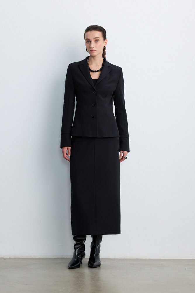 BE BLUE - SİYAH DİKİŞ DETAYLI KALEM ETEK