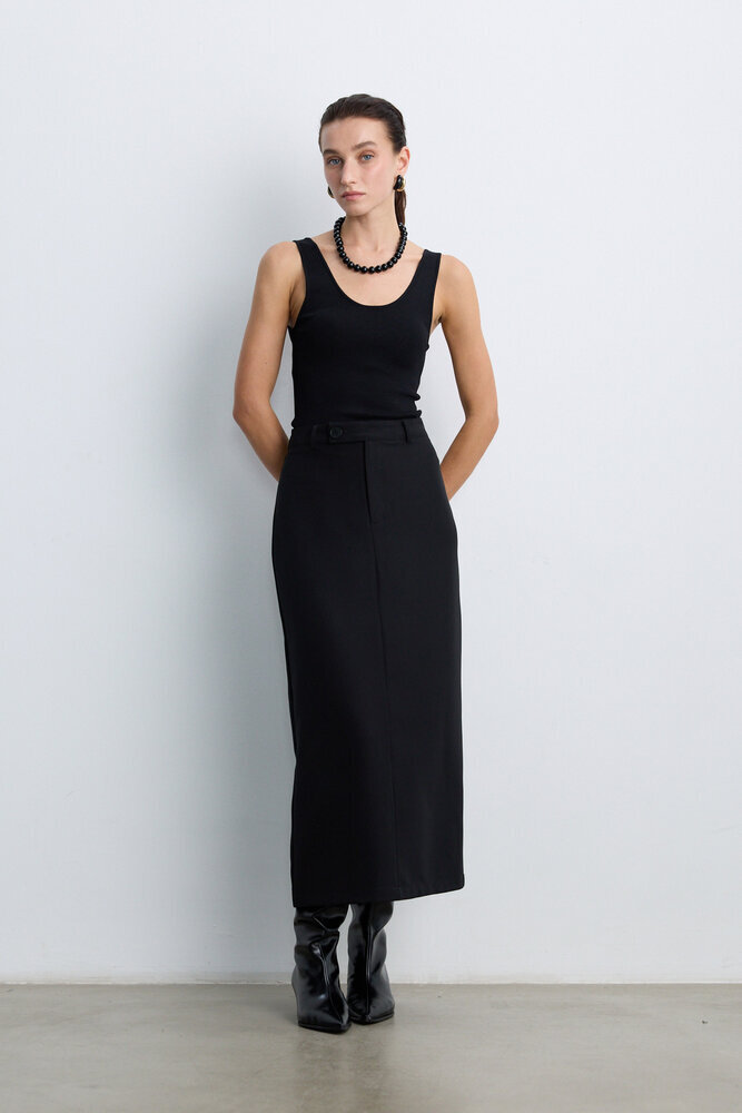 BE BLUE - SİYAH DİKİŞ DETAYLI KALEM ETEK