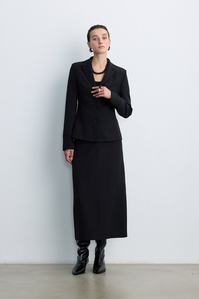 BE BLUE - SİYAH DİKİŞ DETAYLI KALEM ETEK