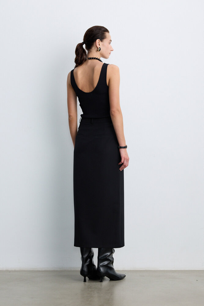 BE BLUE - SİYAH DİKİŞ DETAYLI KALEM ETEK