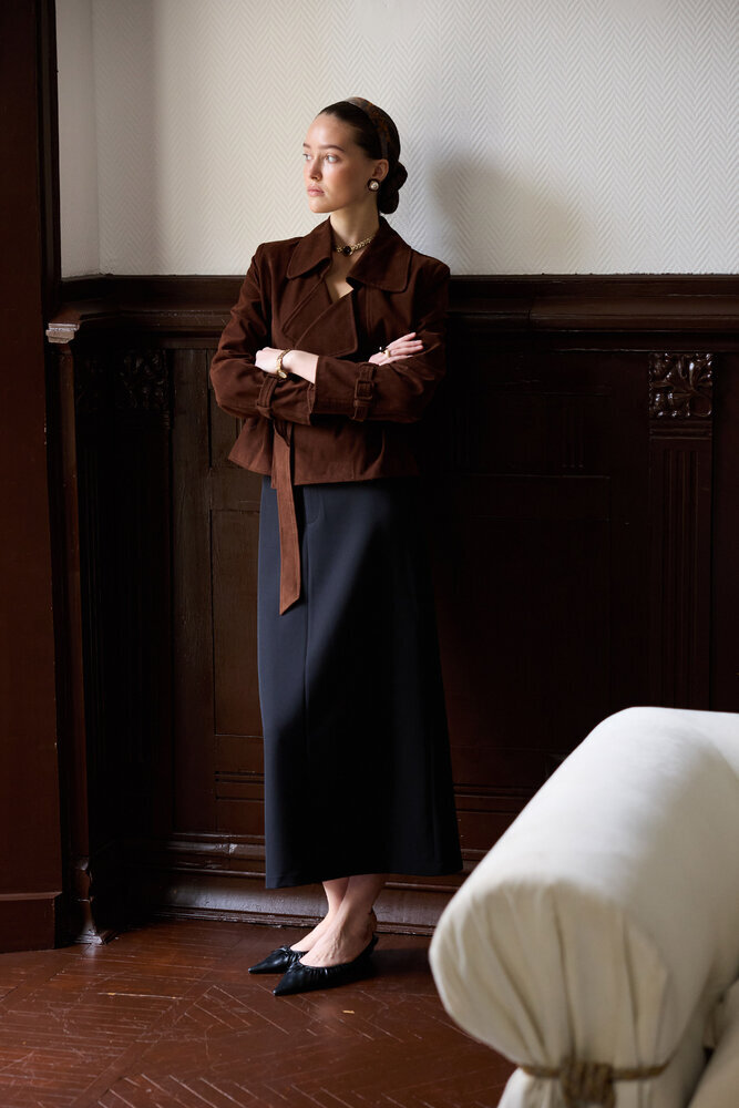 BE BLUE - SİYAH DİKİŞ DETAYLI KALEM ETEK