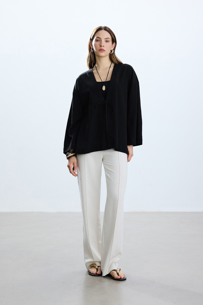 BE BLUE - SİYAH DOKULU KİMONO