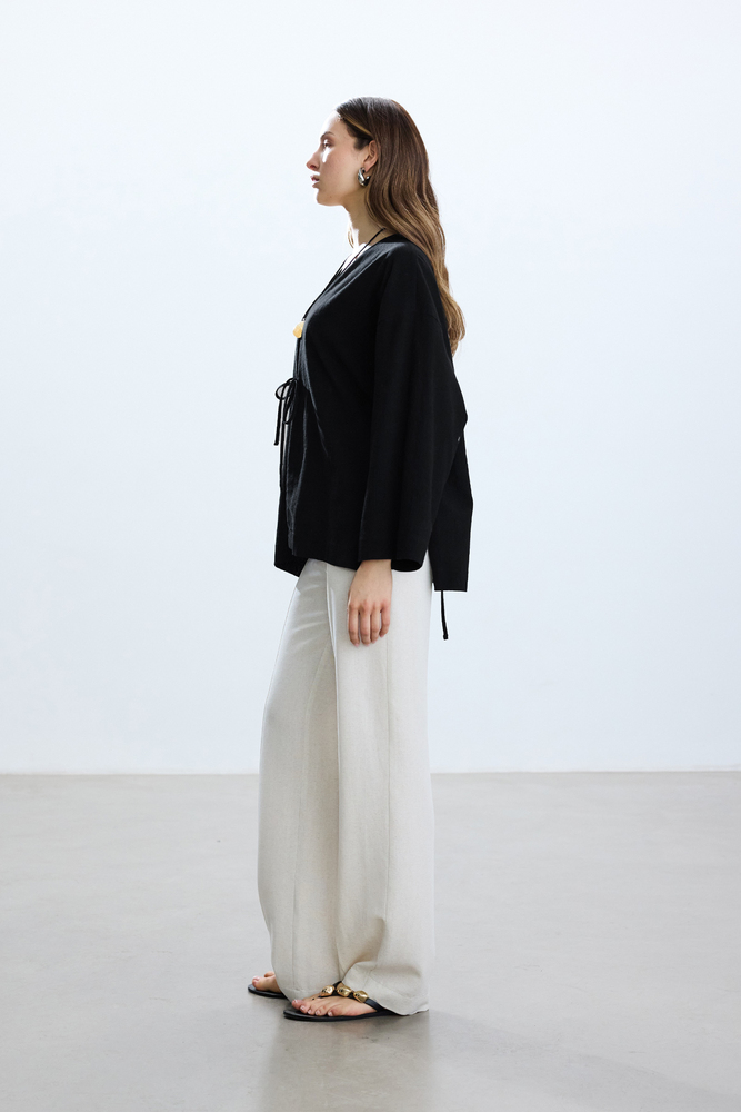 BE BLUE - SİYAH DOKULU KİMONO