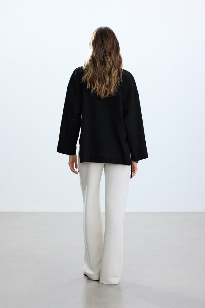 BE BLUE - SİYAH DOKULU KİMONO