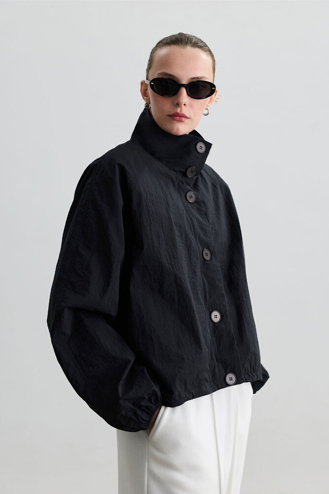 BE BLUE - SİYAH DÜĞMELİ DİK YAKA CEKET