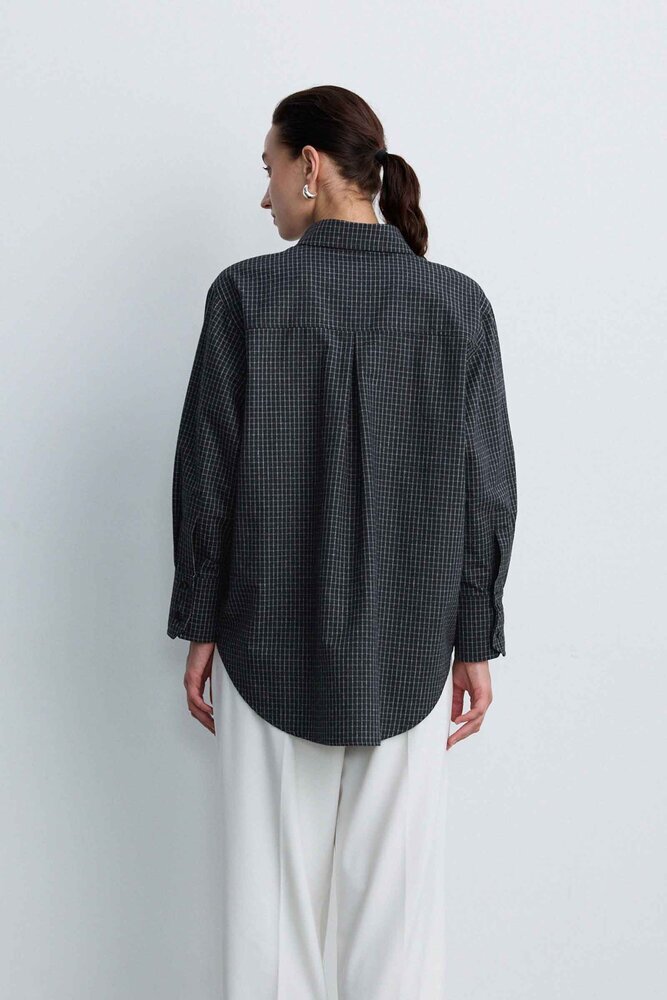 BE BLUE - SİYAH EKOSE DESENLİ KUŞAKLI GÖMLEK