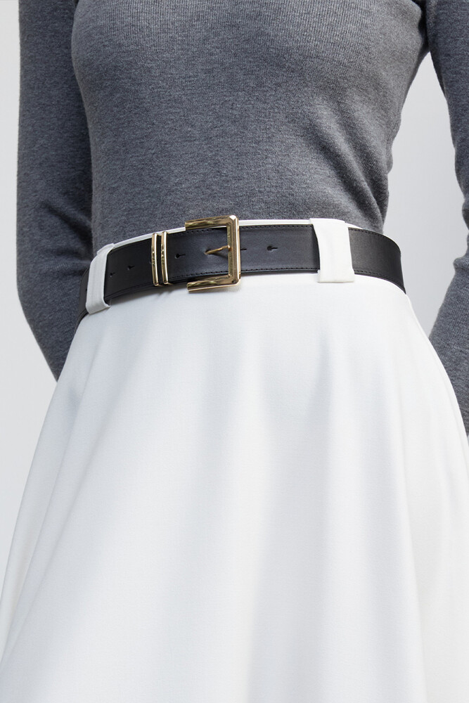 BE BLUE - SİYAH GOLD KÖPRÜLÜKLÜ DERİ KEMER