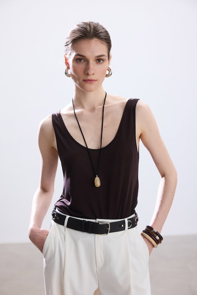 BE BLUE - SİYAH GÜMÜŞ HALKA DETAYLI KEMER