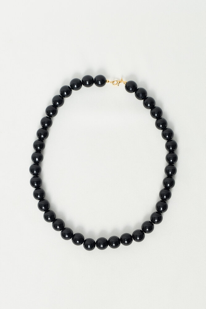 BE BLUE - SİYAH İNCİ GÖRÜNÜMLÜ KOLYE (1)