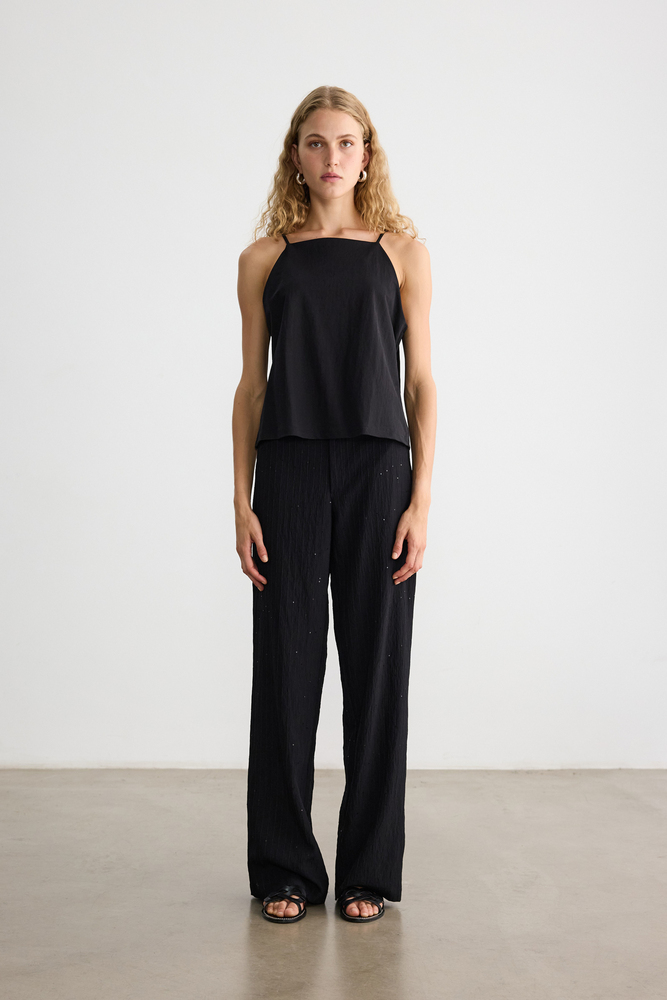 BE BLUE - SİYAH IŞILTILI PALAZZO PANTOLON