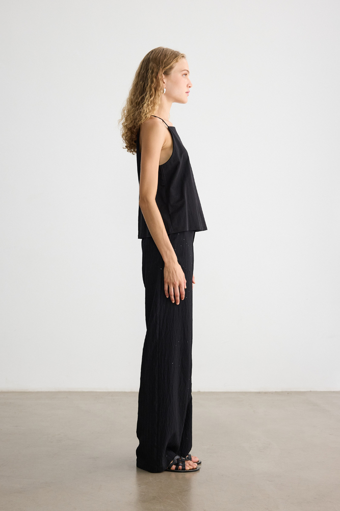 BE BLUE - SİYAH IŞILTILI PALAZZO PANTOLON