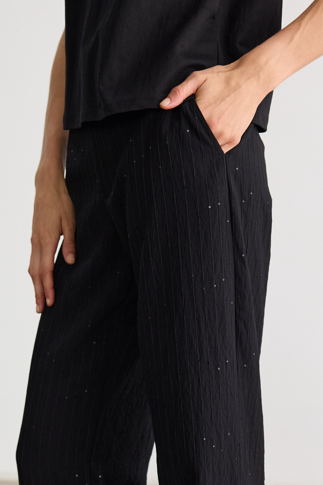 BE BLUE - SİYAH IŞILTILI PALAZZO PANTOLON