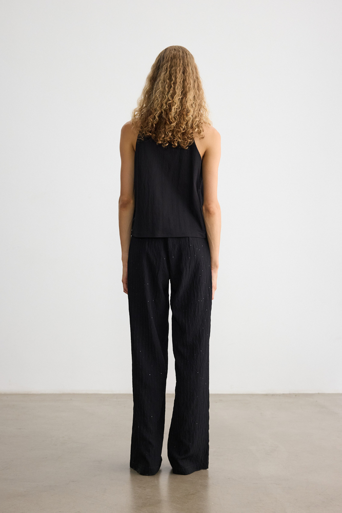 BE BLUE - SİYAH IŞILTILI PALAZZO PANTOLON