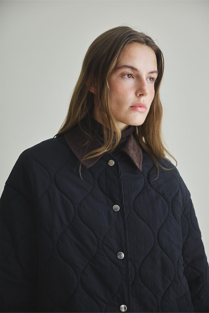 BE BLUE - SİYAH KADİFE YAKALI KAPİTONE MONT