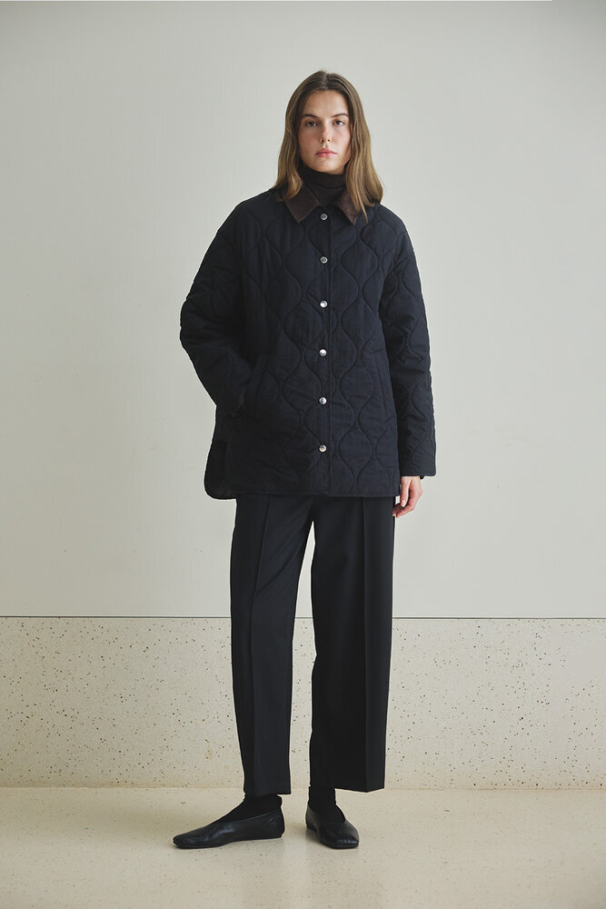 BE BLUE - SİYAH KADİFE YAKALI KAPİTONE MONT