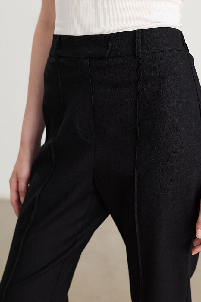 SİYAH KETEN FLARE PANTOLON - Thumbnail