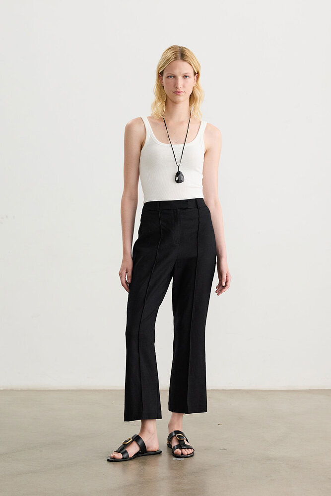 BE BLUE - SİYAH KETEN FLARE PANTOLON
