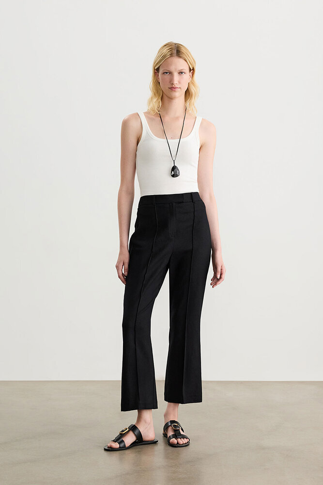 BE BLUE - SİYAH KETEN FLARE PANTOLON