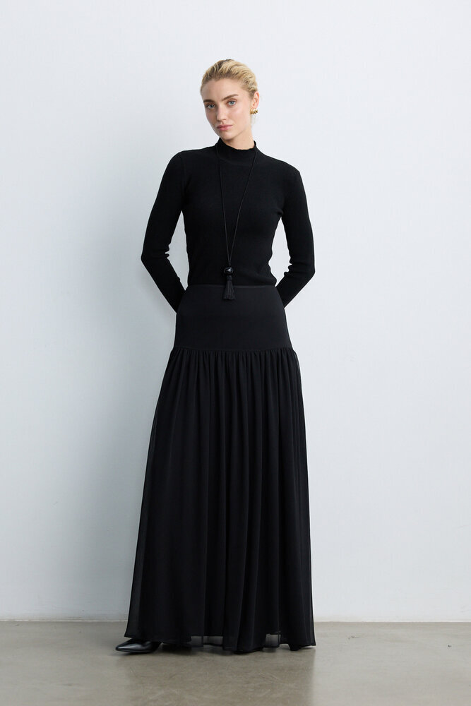 BE BLUE - SİYAH KORSAJLI UZUN ETEK