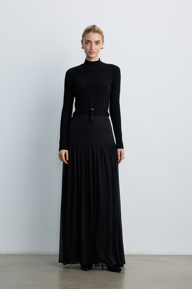 BE BLUE - SİYAH KORSAJLI UZUN ETEK