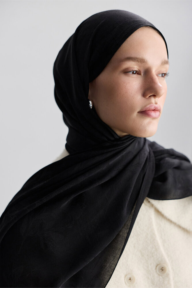 BE BLUE - SİYAH MAGNOLIA MAT JAKARLI ŞAL