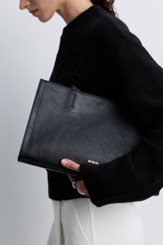 BE BLUE - SİYAH MİNİMAL OMUZ ÇANTASI