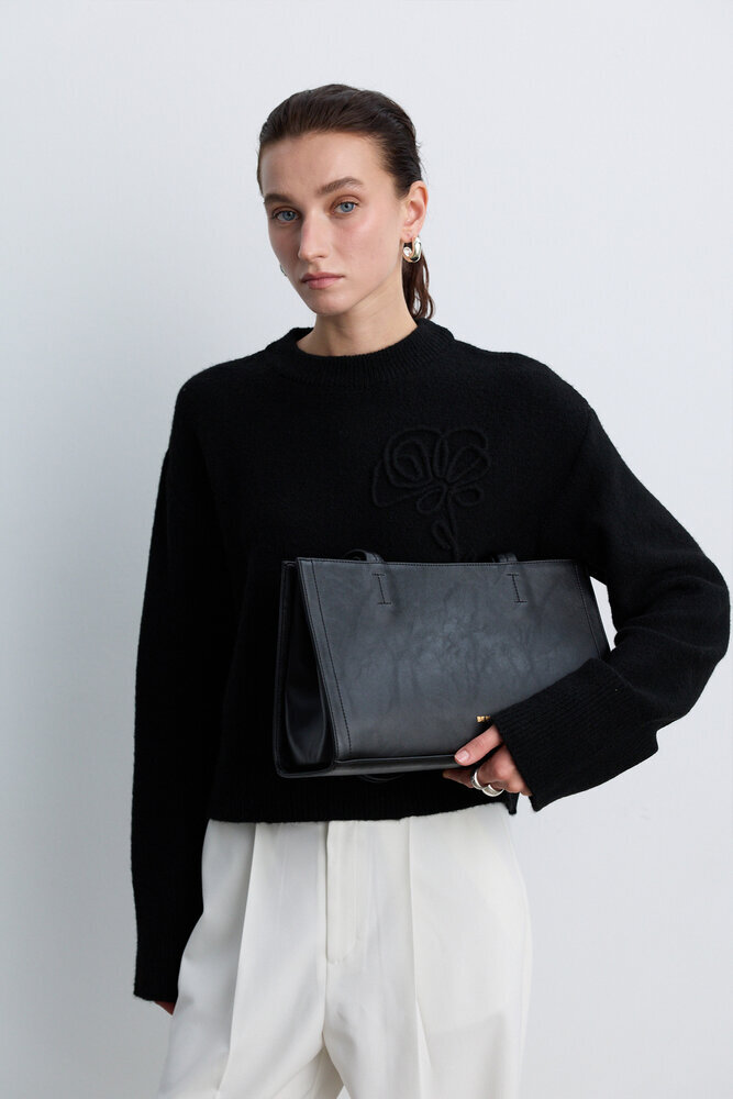 BE BLUE - SİYAH MİNİMAL OMUZ ÇANTASI