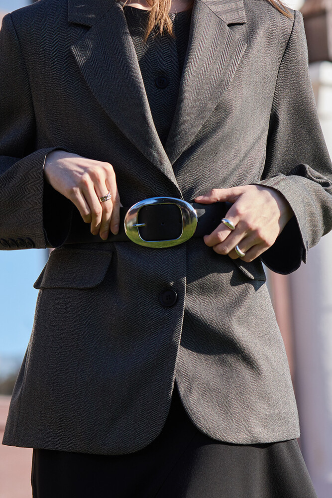 BE BLUE - SİYAH OVAL TOKA DETAYLI BEL KEMERİ