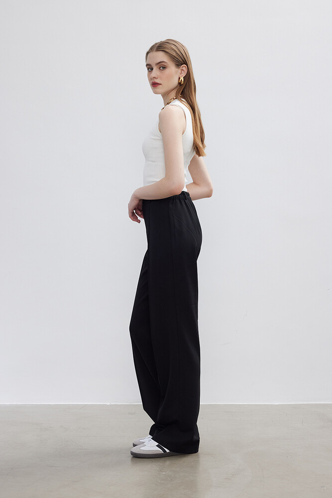 BE BLUE - SİYAH NERVÜRLÜ PALAZZO PANTOLON