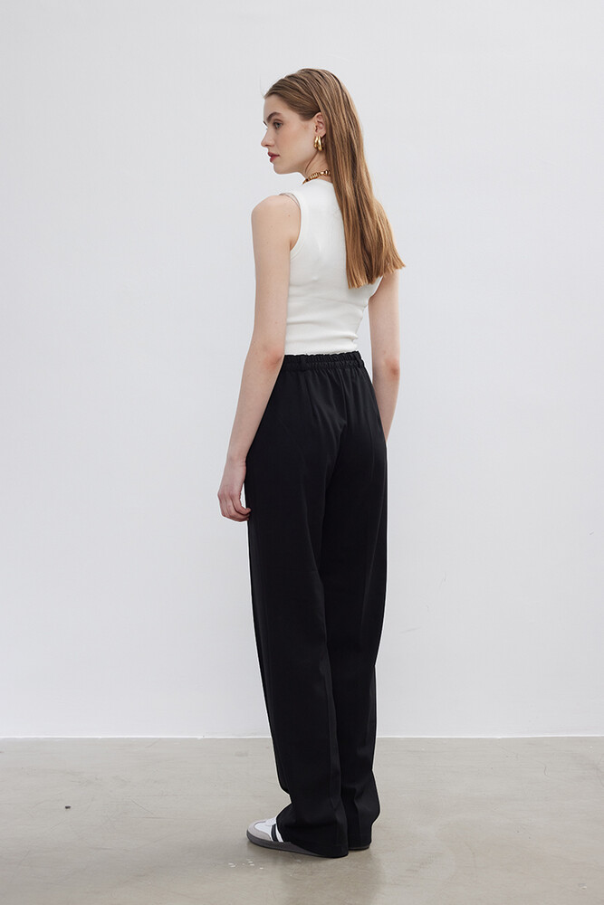 BE BLUE - SİYAH NERVÜRLÜ PALAZZO PANTOLON