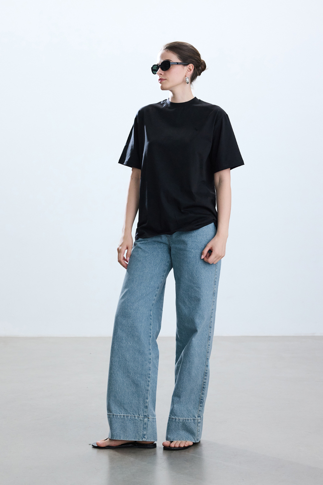 BE BLUE - SİYAH PAMUKLU T-SHIRT