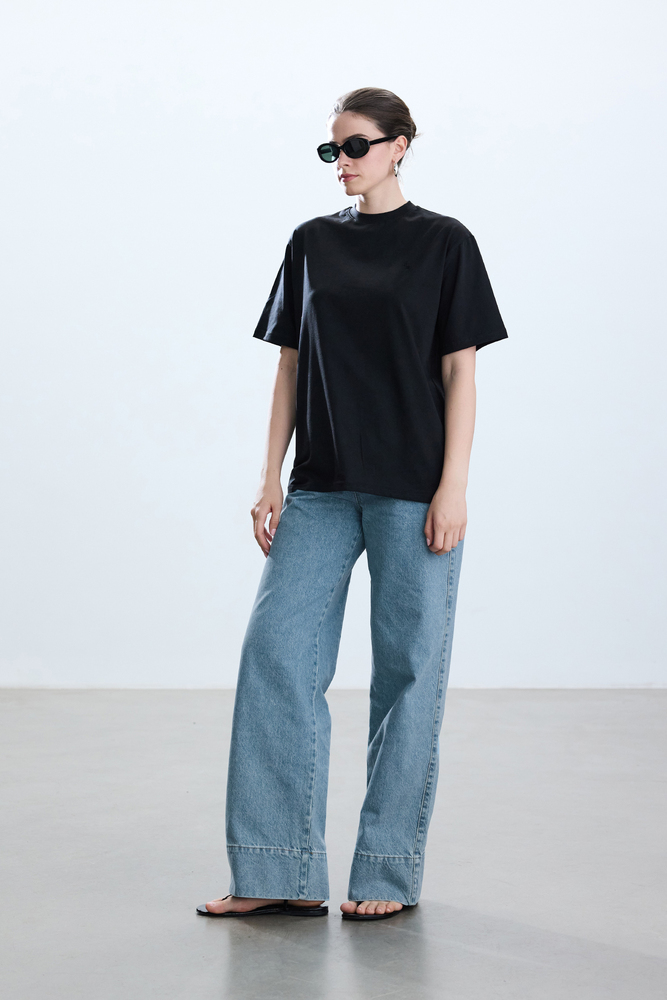 BE BLUE - SİYAH PAMUKLU T-SHIRT