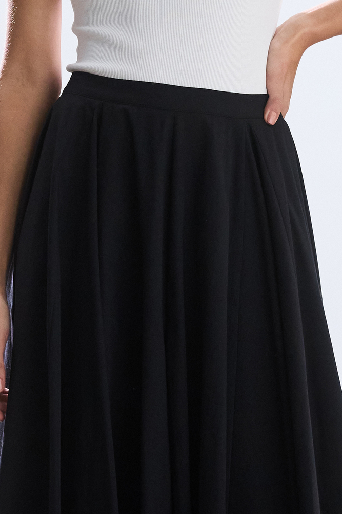 BE BLUE - SİYAH PARÇA DETAYLI POPLİN ETEK