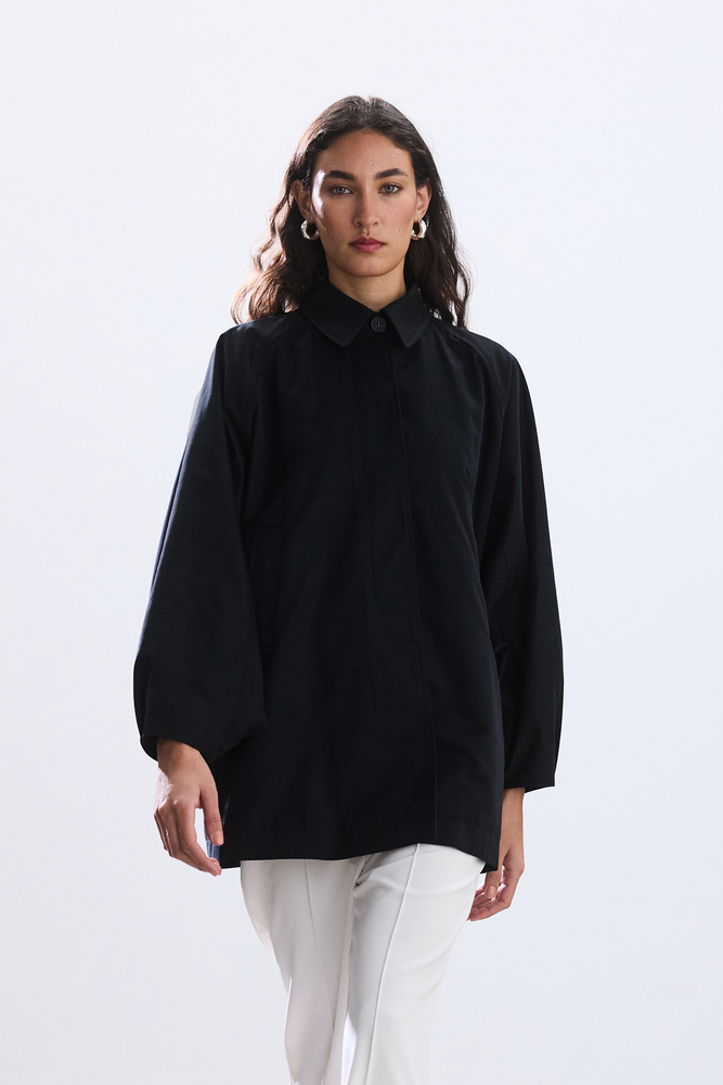 BE BLUE - SİYAH PELERİN TRENÇKOT (1)