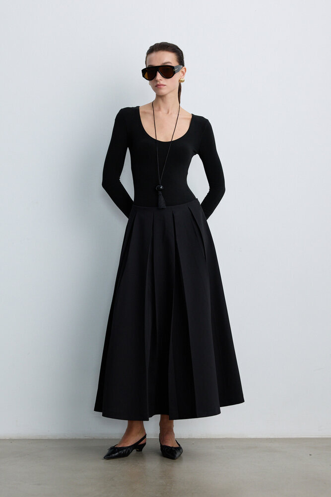 BE BLUE - SİYAH PİLELİ ETEK