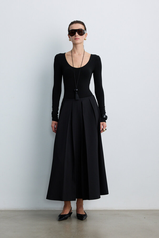 BE BLUE - SİYAH PİLELİ ETEK