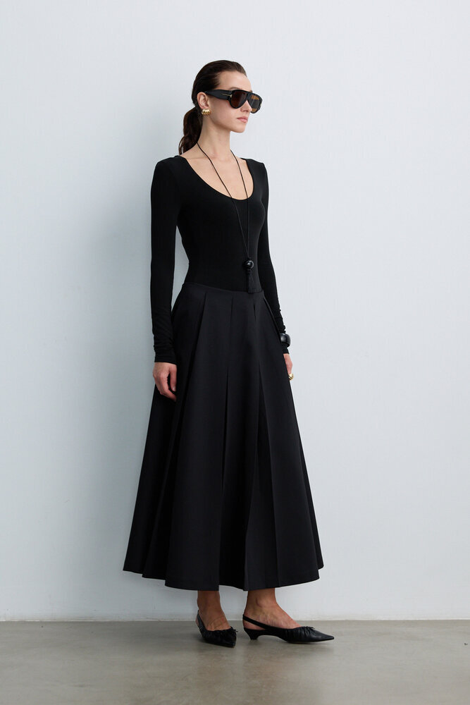 BE BLUE - SİYAH PİLELİ ETEK