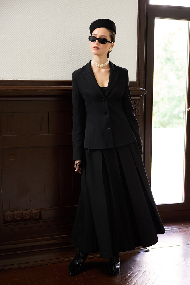 BE BLUE - SİYAH PİLELİ ETEK