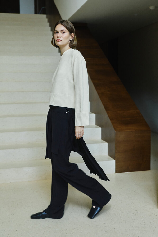 BE BLUE - SİYAH PİLİSE ETEKLİ PANTOLON