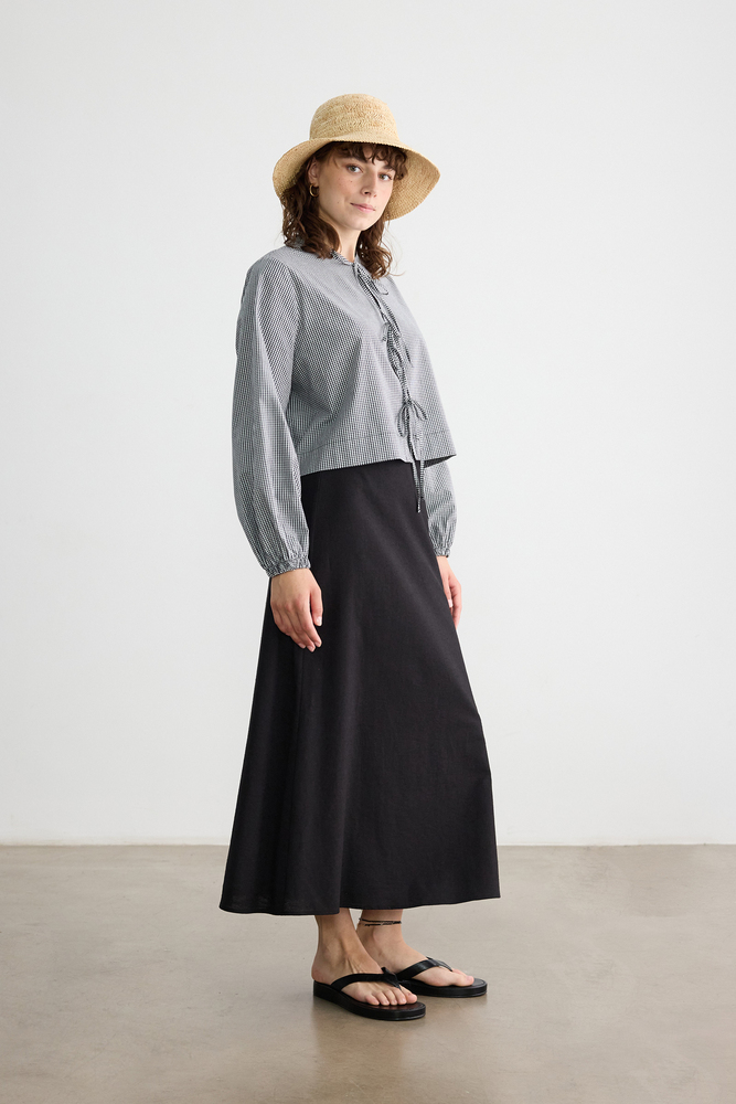 BE BLUE - SİYAH PÖTİKARE BAĞLAMALI ÜST