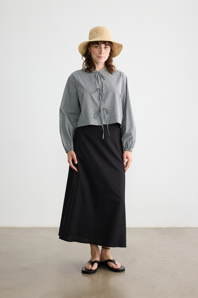 BE BLUE - SİYAH PÖTİKARE BAĞLAMALI ÜST