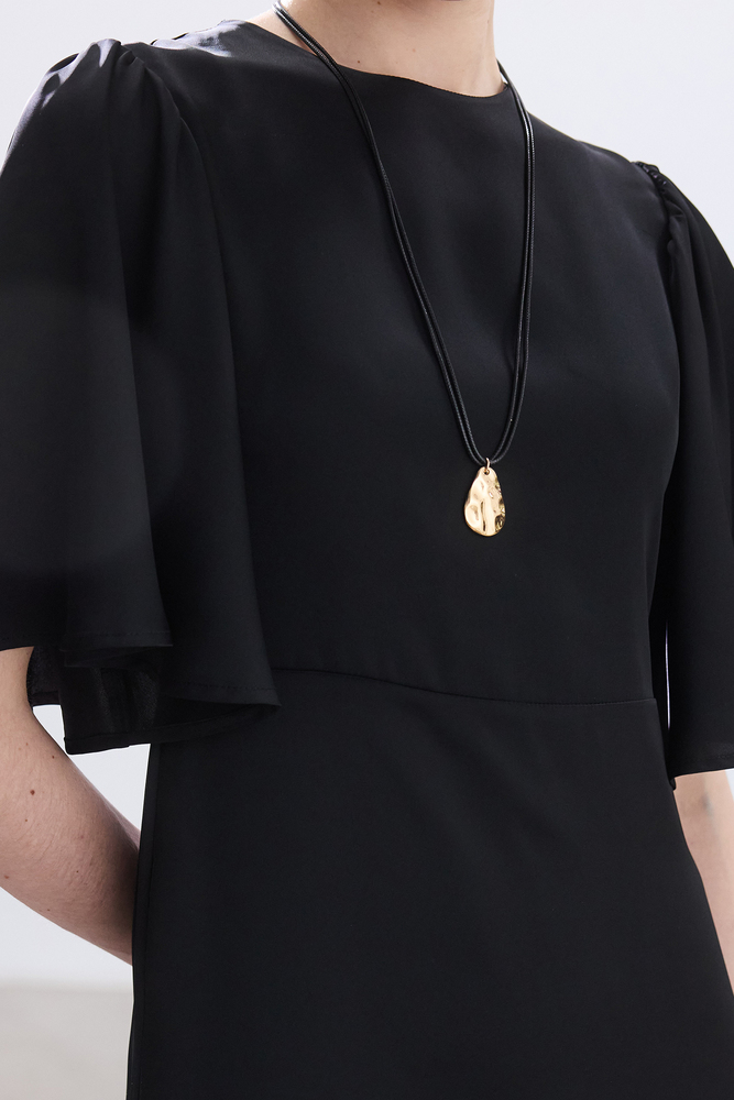 BE BLUE - SİYAH ROMANTİK SATEN ELBİSE