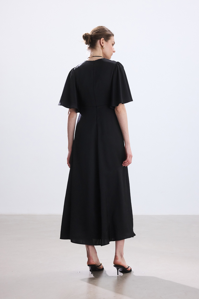 BE BLUE - SİYAH ROMANTİK SATEN ELBİSE