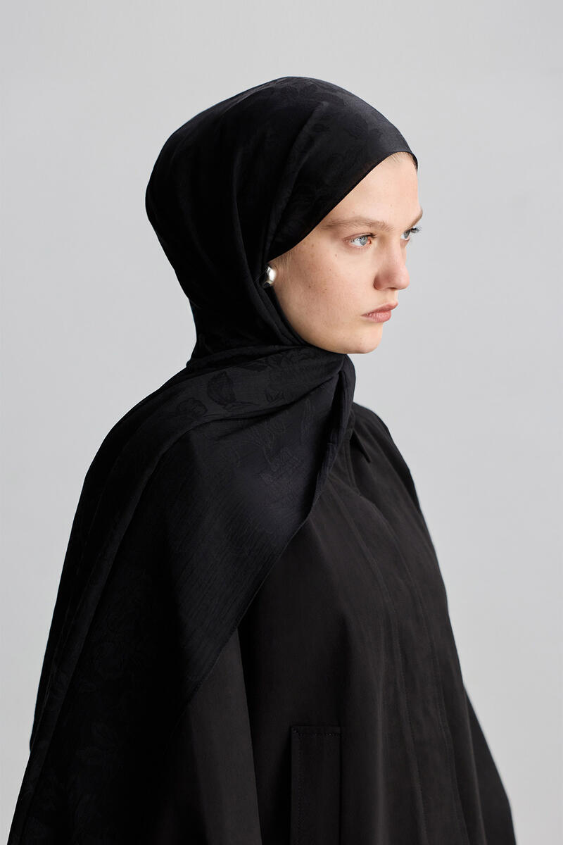 SİYAH ROSE MAT JAKARLI ŞAL