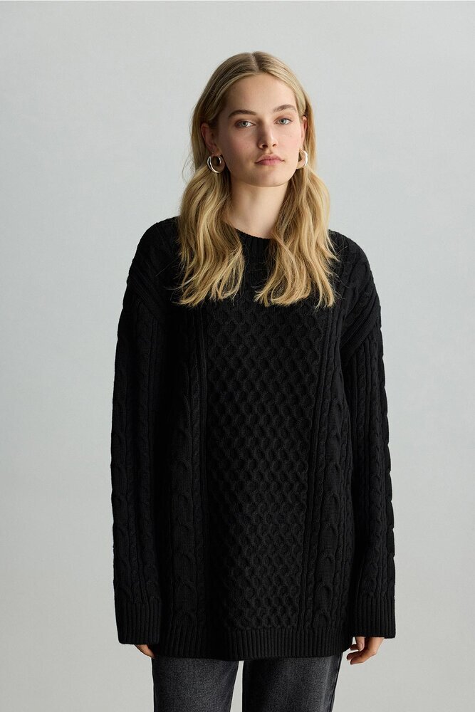 BE BLUE - SİYAH SAÇ ÖRGÜ KAZAK