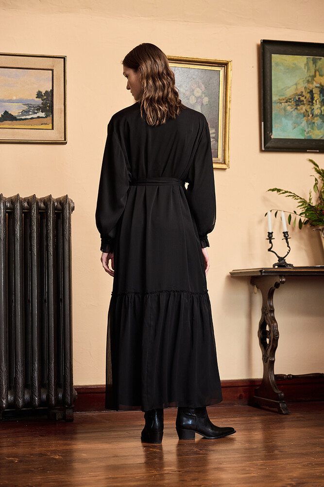 BE BLUE - SİYAH ŞİFON ELBİSE