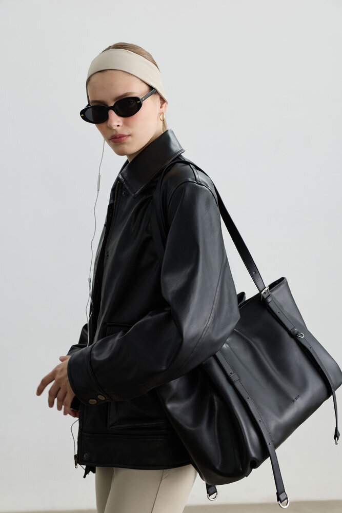 BE BLUE - SİYAH TOKALI SHOPPER DERİ ÇANTA (1)