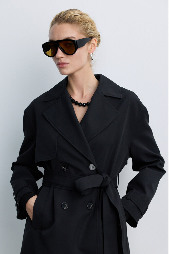 BE BLUE - SİYAH UZUN CAPSULE TRENÇKOT