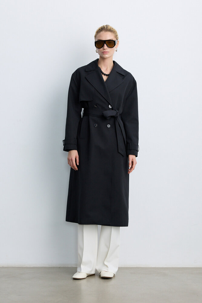 BE BLUE - SİYAH UZUN CAPSULE TRENÇKOT
