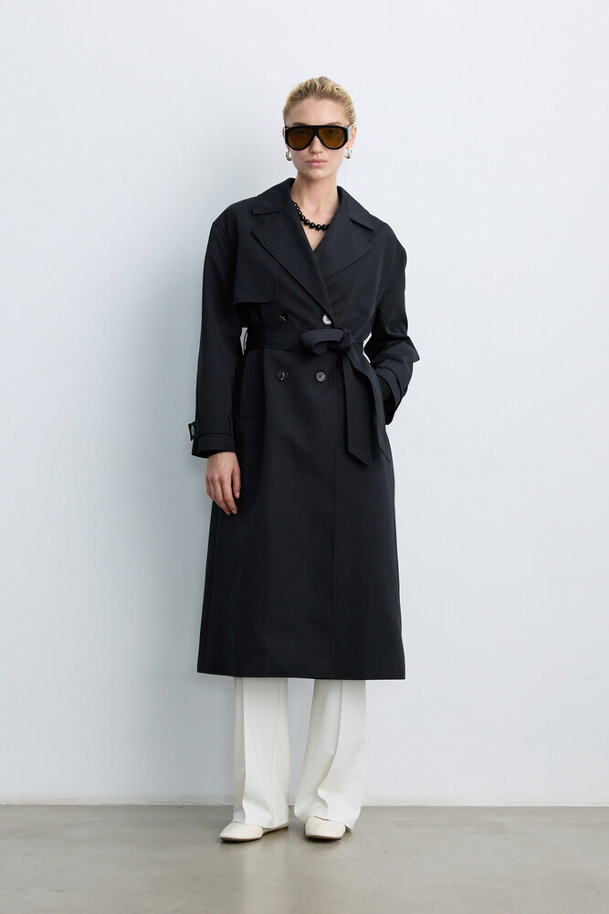 BE BLUE - SİYAH UZUN CAPSULE TRENÇKOT